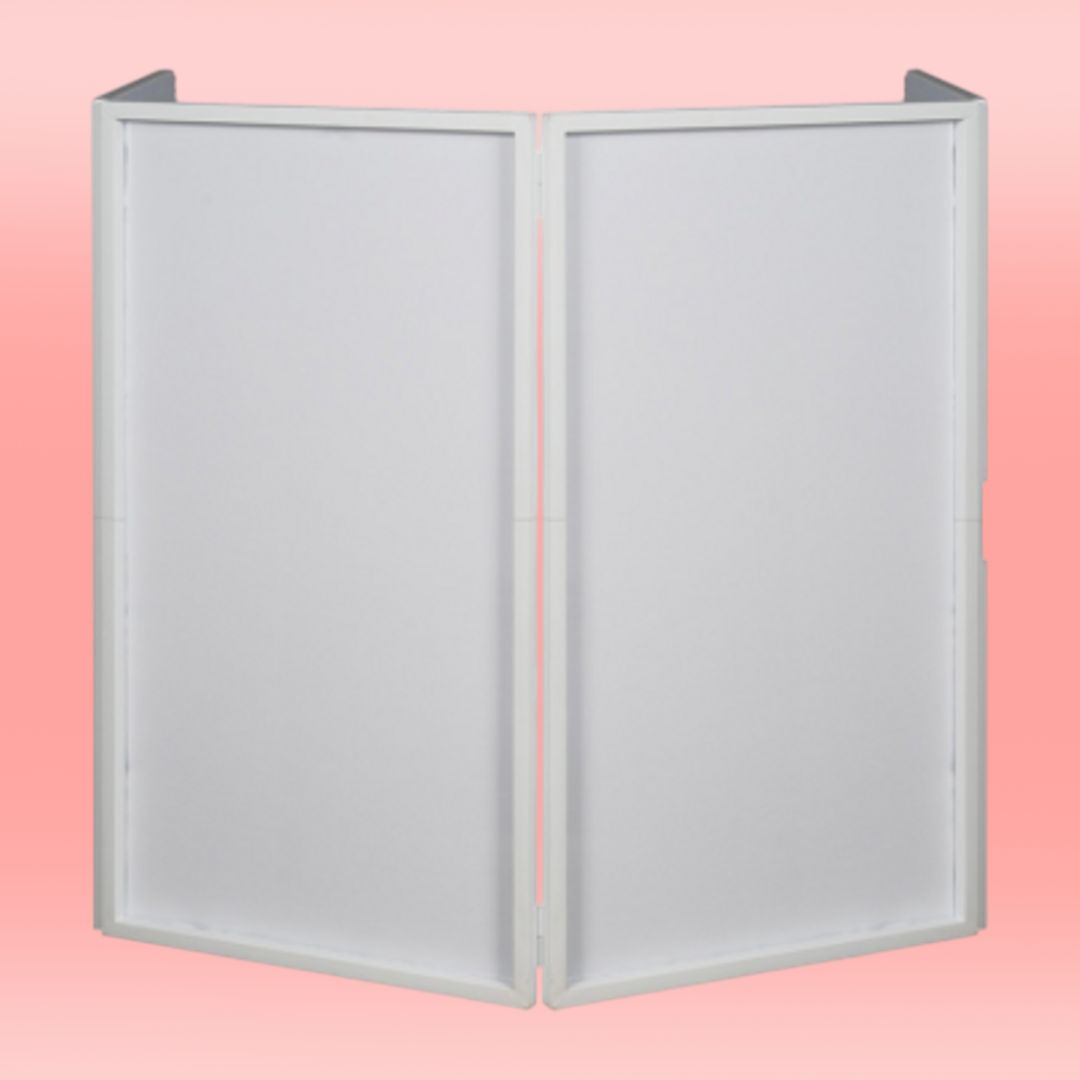 Front view of ADJ Middle Frame/Scrim (White) on pink background