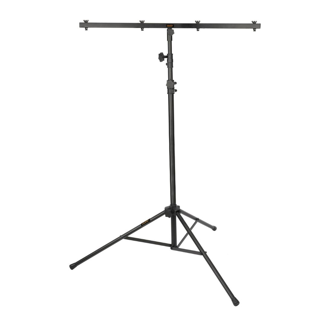 Angled front view of included Mount with ADJ Solo Stream PAK on white background