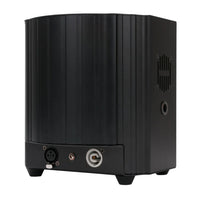 Side view of ADJ UVC350 UV COB Cannon LED Ultraviolet Wash Light Fixture on white background