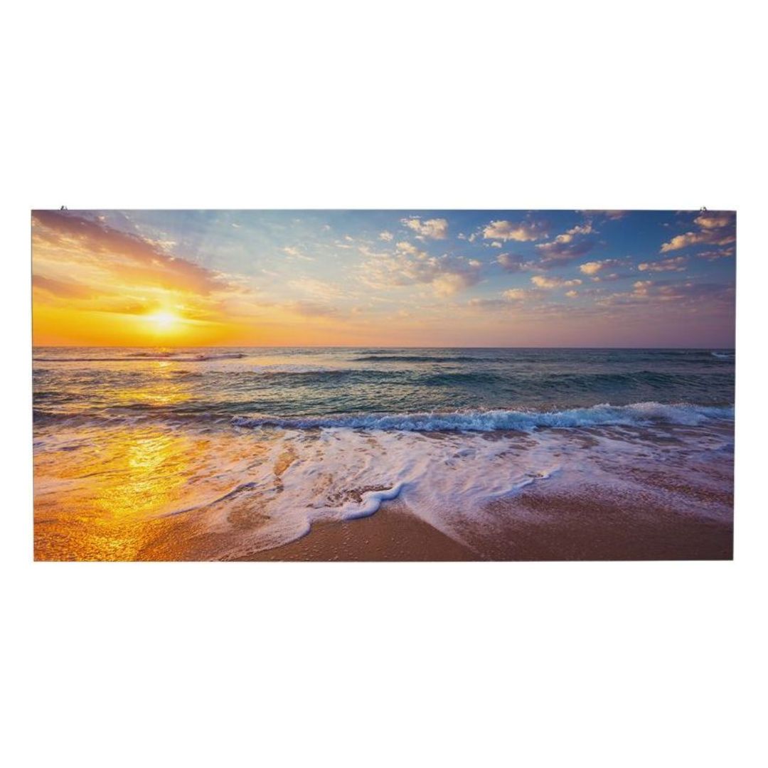 Front view of ADJ WMS2 LED Video Panel with beach view on white background