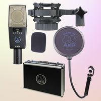 Inclusions of AKG C414 XLS Large-Diaphragm Condenser Microphone on yellow and pink background