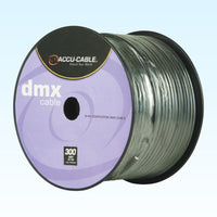 Angled front view of Accu-Cable 5-Pin DMX Cable Spool (300') on blue background