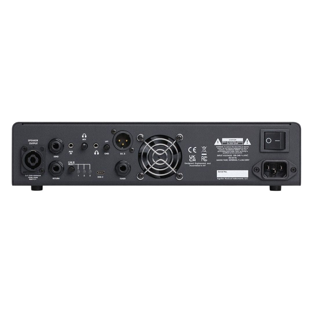 Rear view of Aguilar AG 700 Bass Amp Head on white background