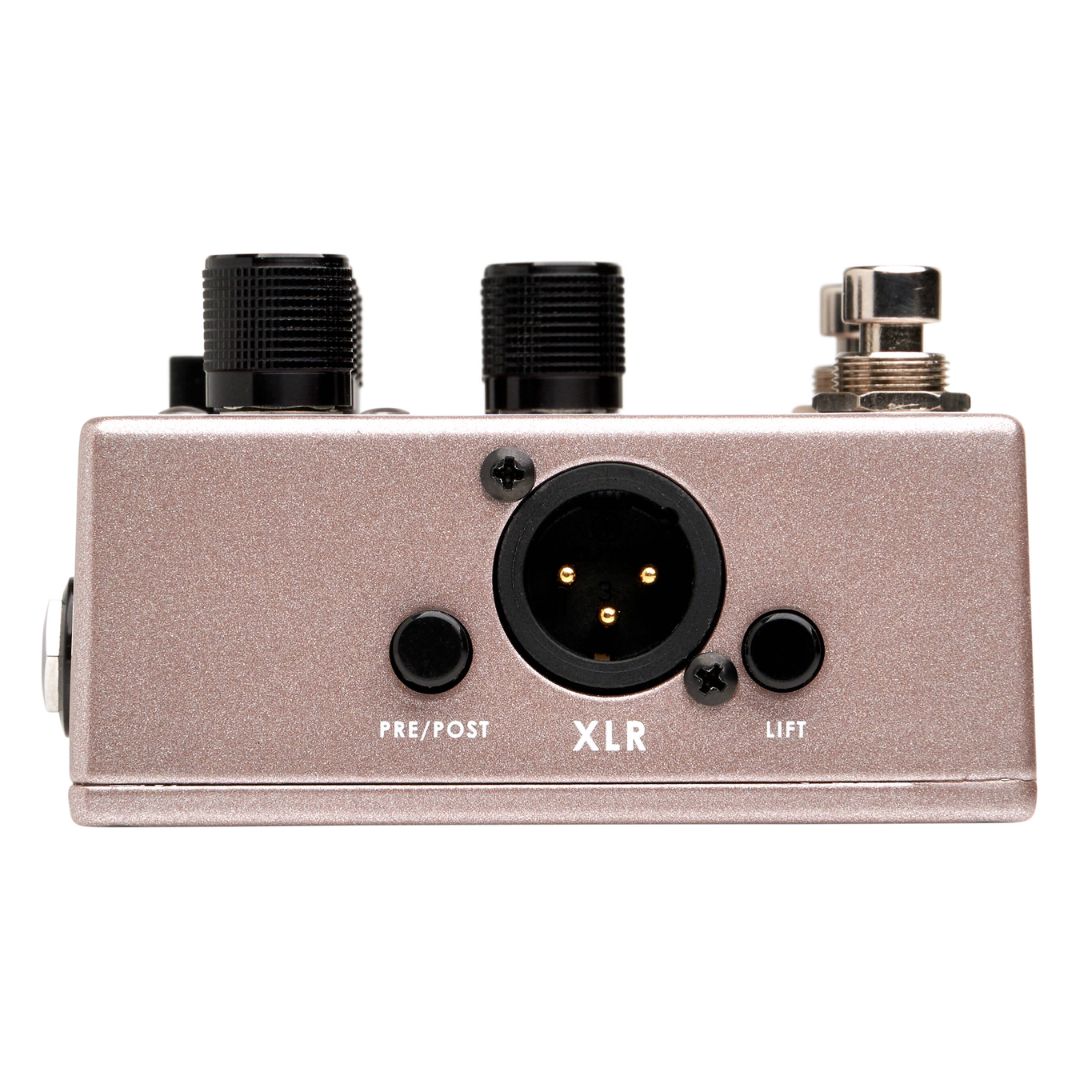 Side view of Aguilar AG Preamp Pedal Breast Cancer Awareness Edition on white background