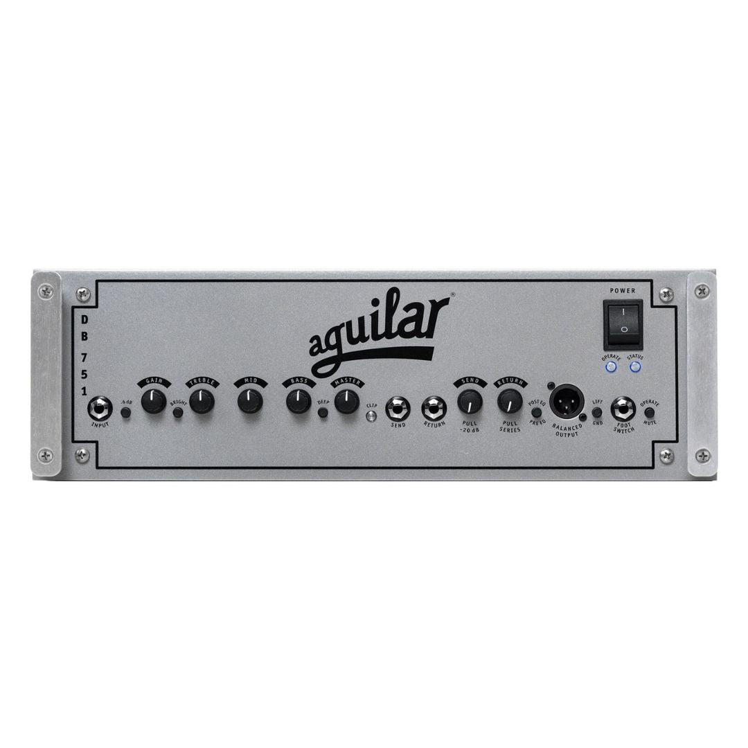 Front view of Aguilar DB 751 Bass Amp Head on white background