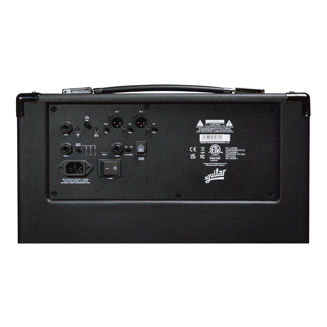 Rear ports panel of Aguilar Tone Hammer 210 Combo on white background