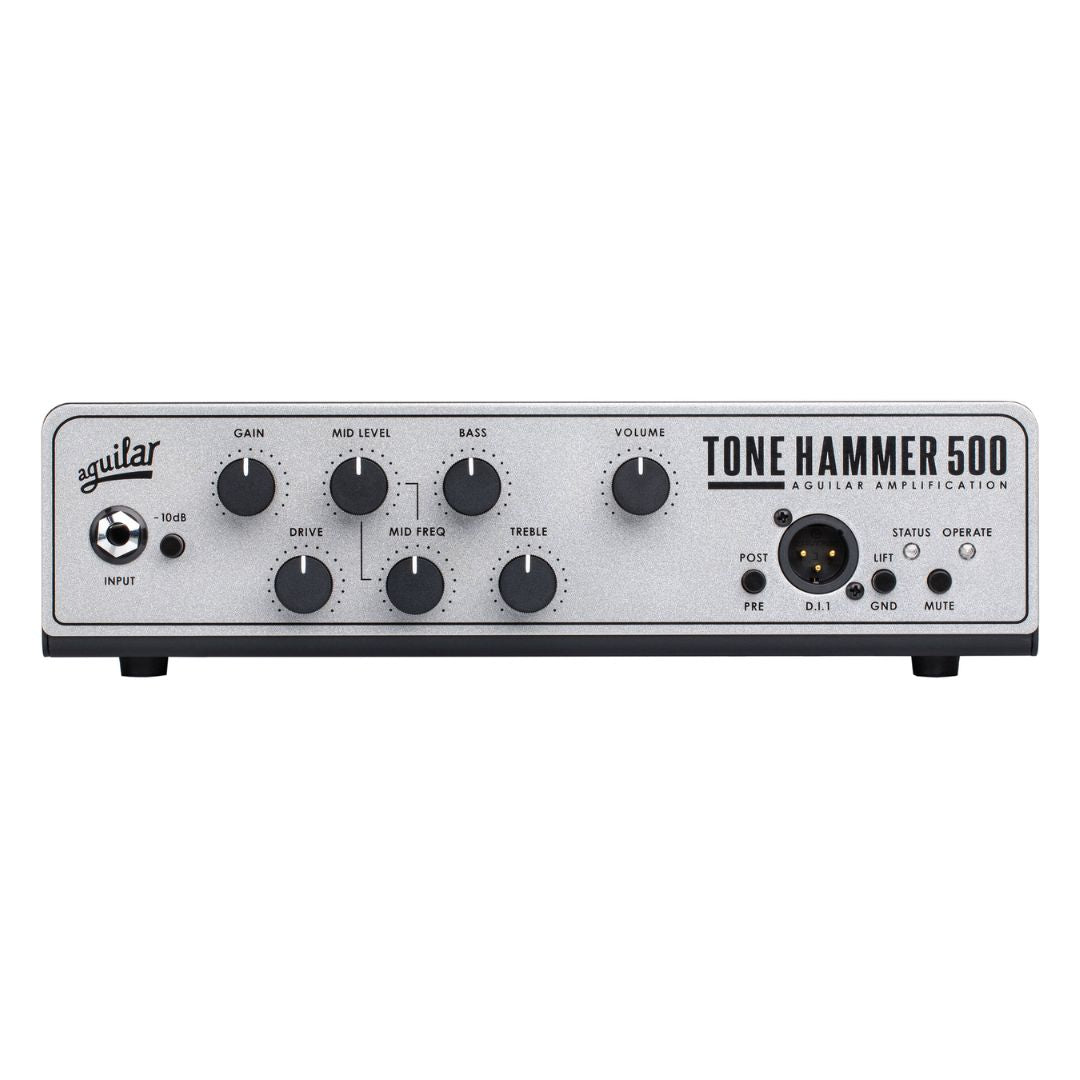 Front view of Aguilar Tone Hammer 500 Bass Amp Head on white background