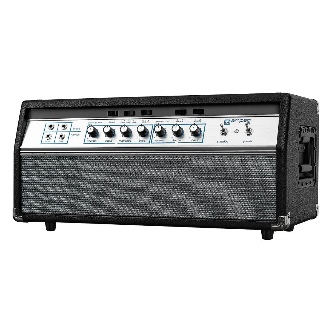 Angled front view of Ampeg HSVT-50TH Heritage 50th Anniversary 300W Bass Amplifier Head on white background