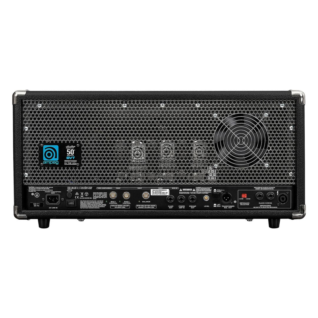 Rear view of Ampeg HSVT-50TH Heritage 50th Anniversary 300W Bass Amplifier Head on white background