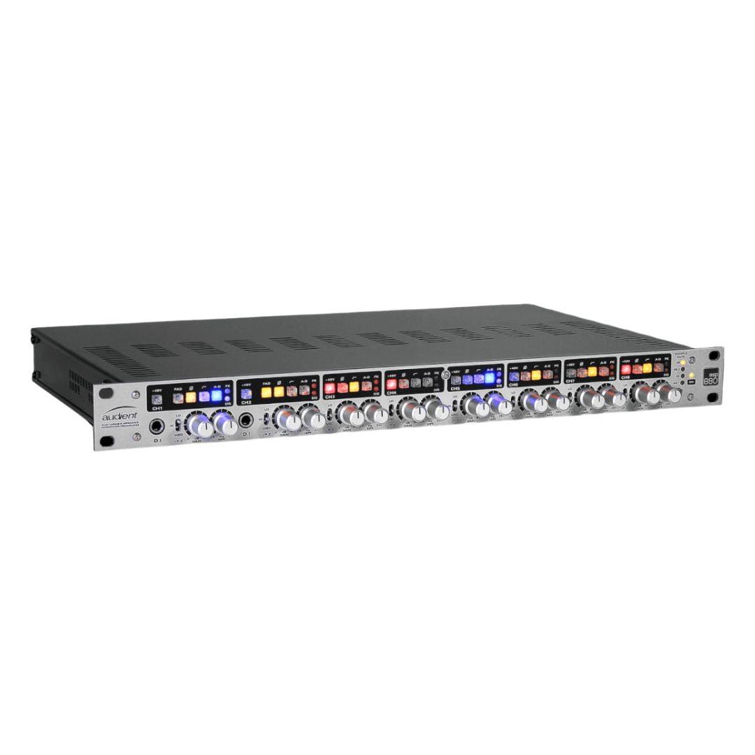 Angled front view of Audient ASP880 on white background