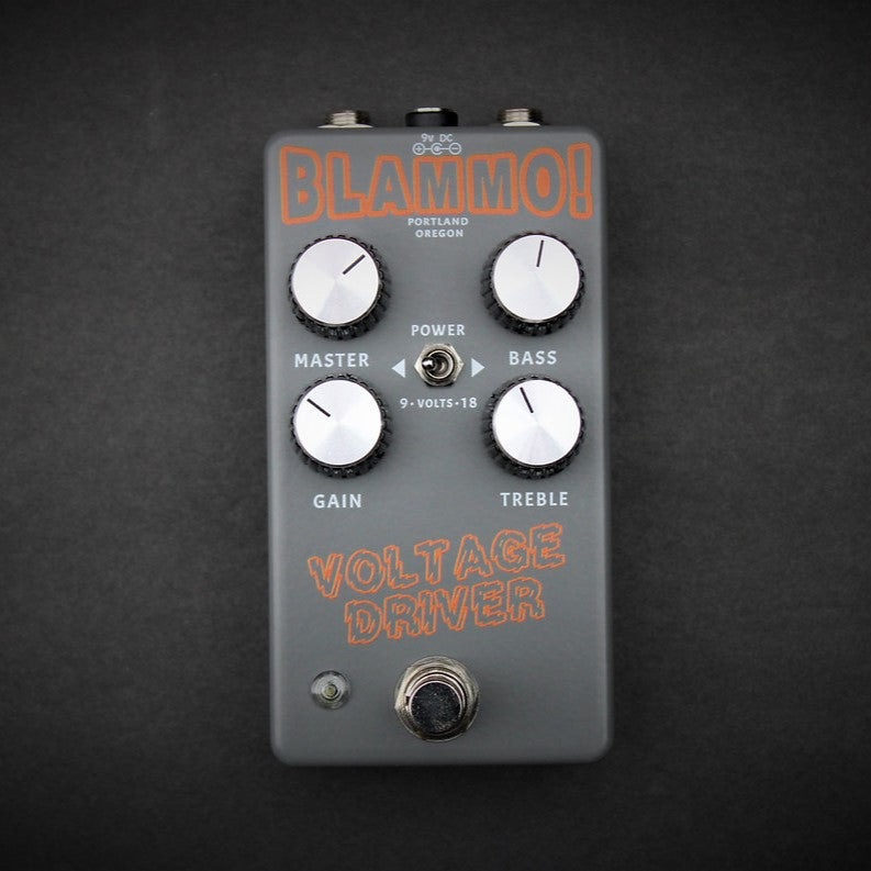BLAMMO! Electronics Voltage Driver Pedal On a Dark Gray Background