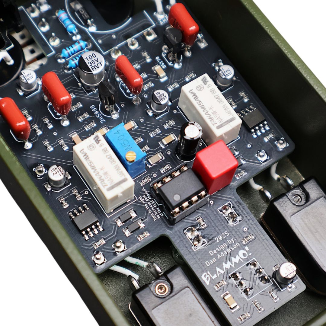 Close up view of BLAMMO! Utility Boost internals on white background