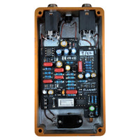 Internals view of BLAMMO! Voltage Booster Pedal on white background