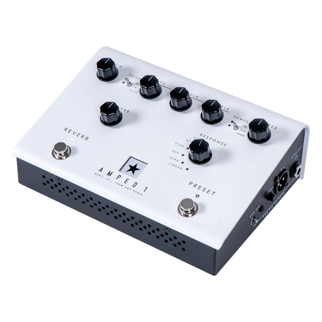 Angled view of Blackstar AMPED 1 100W Guitar Amplifier Pedal on white background
