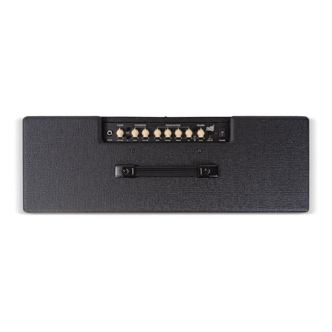 Top view of Blackstar Debut 100R 212 Combo Amplifier Black on white background