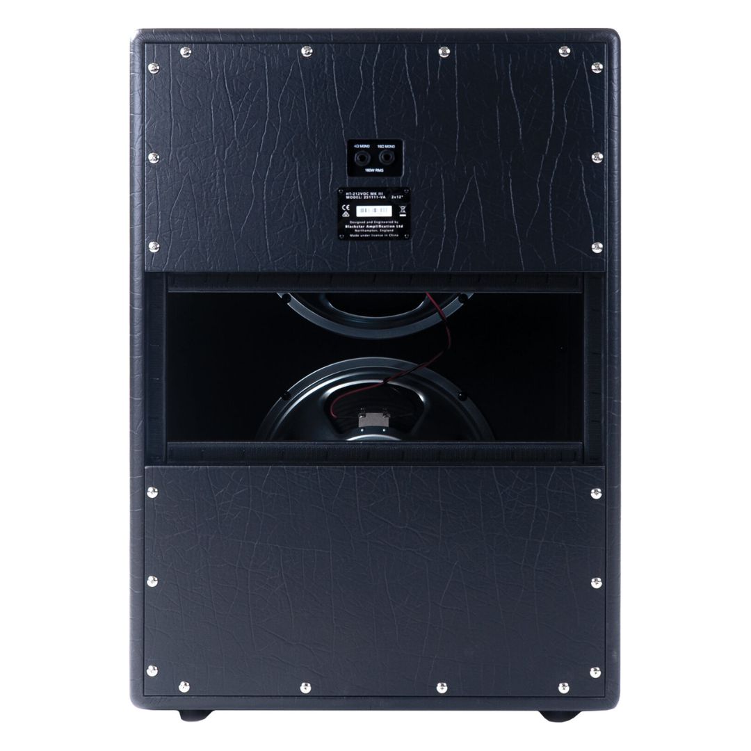 Rear view of Blackstar HT-212VOC MK III 2x12" Guitar Speaker Cabinet Open on white background