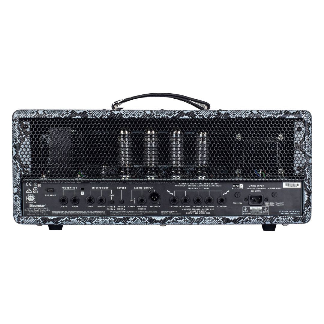 Rear view of Blackstar HT Stage 100H MK III Guitar Amp Head Snakeskin on white background