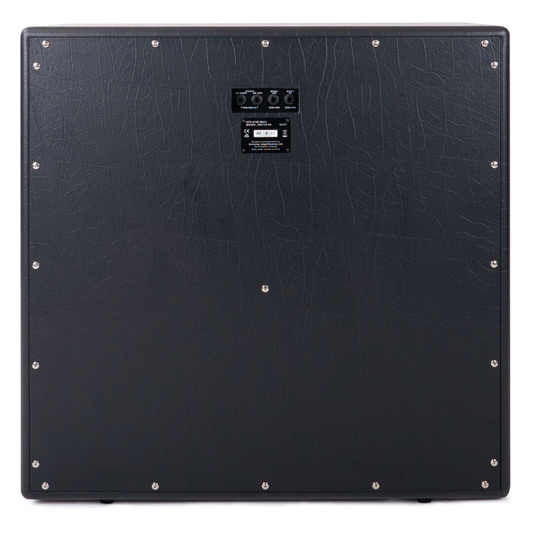 Rear view of Blackstar HTV-412 MK III Guitar Cabinet Angled Cabinet on white background
