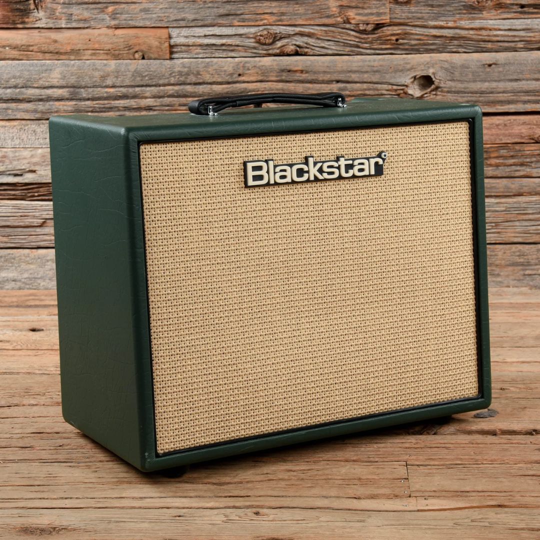Angled front view of Blackstar JJN-20R MkII Jared James Nichols Signature Combo Amplifier on wooden background