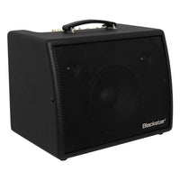 Angled view of Blackstar Sonnet 120 Acoustic Guitar Amplifier Black on white background