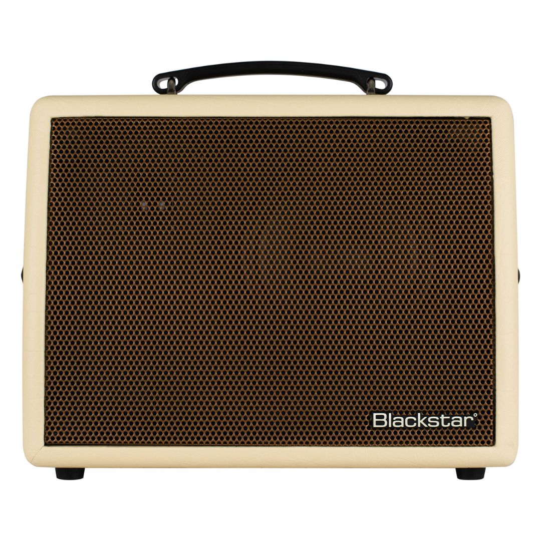 Front view of Blackstar Sonnet 60 Acoustic Guitar Amplifier Blonde on white background