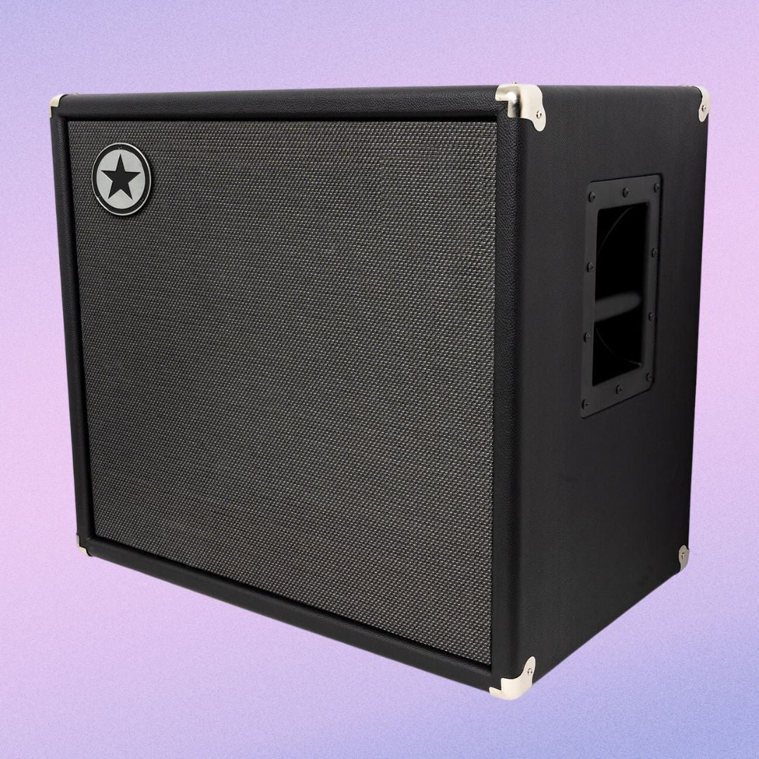 Angled view of Blackstar U115C Elite 400W Bass Cabinet on purple background