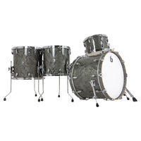 Angled view of British Drum Co. Legend Series 22" Fusion Kit Sterling Silver on white background