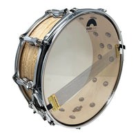 Snare drum with a visible brand logo on a white background