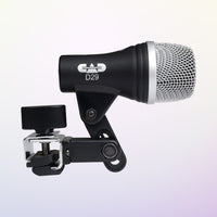 Side view of CAD Audio D29 Cardioid Dynamic Instrument Microphone on purple background