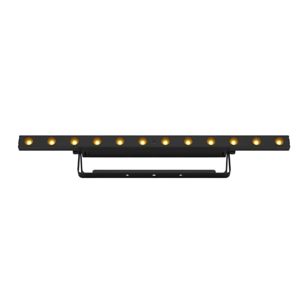 Black LED light bar with small lights on a white background