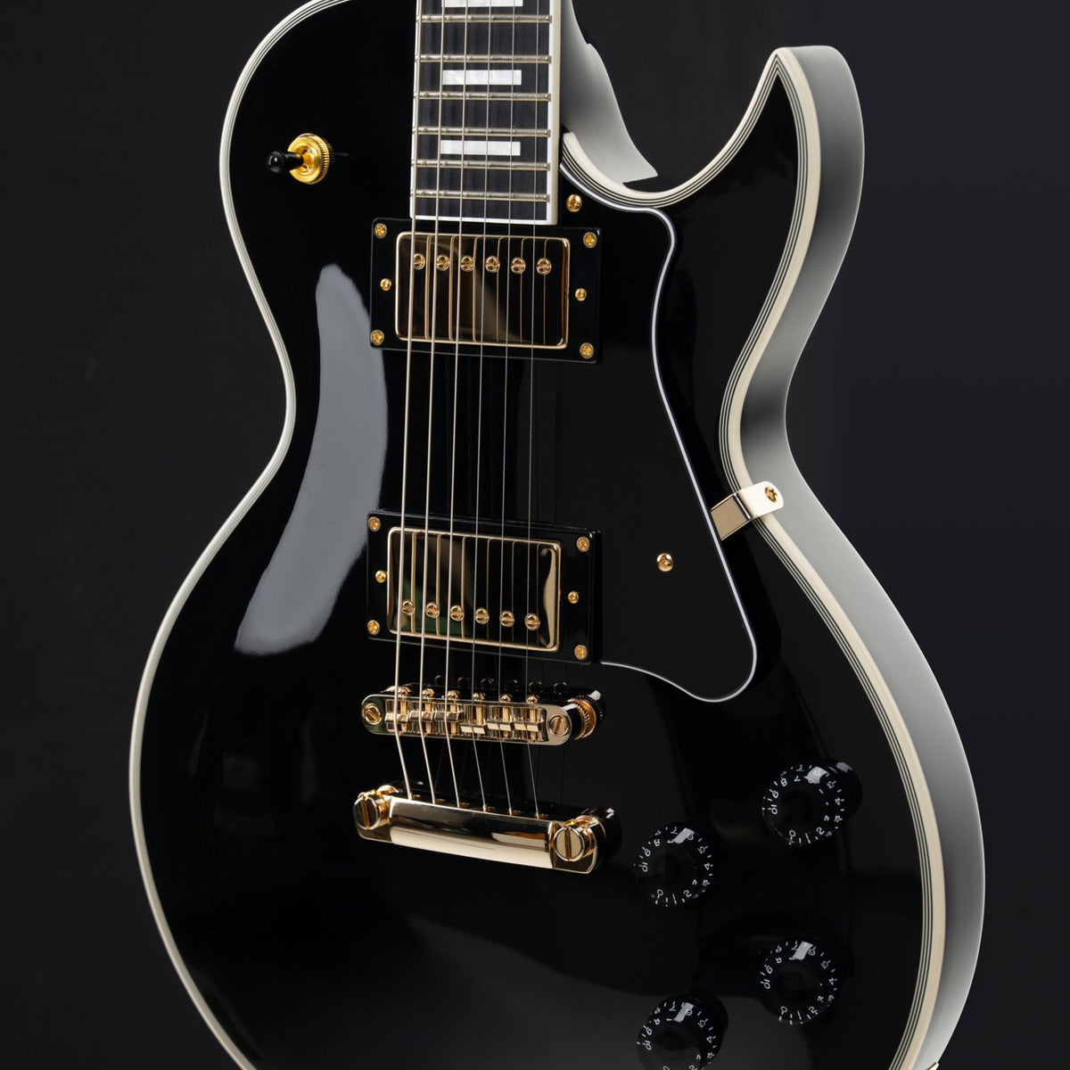 Close up angled view of Cort CR270 Electric Guitar on black background