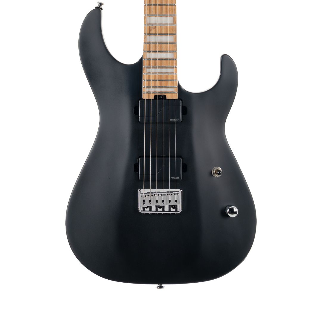 Close up view of Cort KX600 Infinite Electric Guitar Black Satin on white background