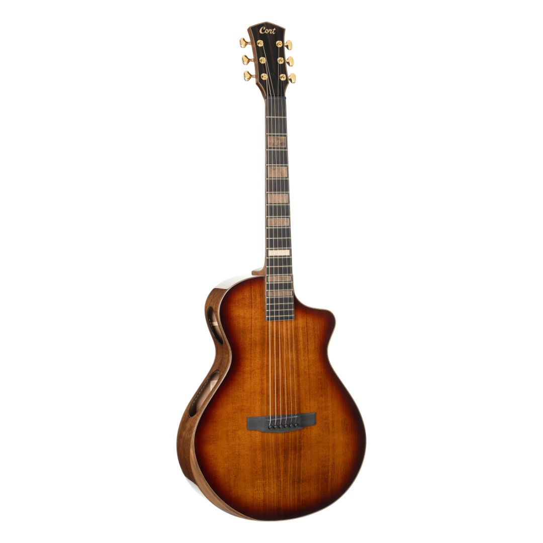 Front view of Cort Masterpiece Series Modern Acoustic Electric Guitar Burst on white background