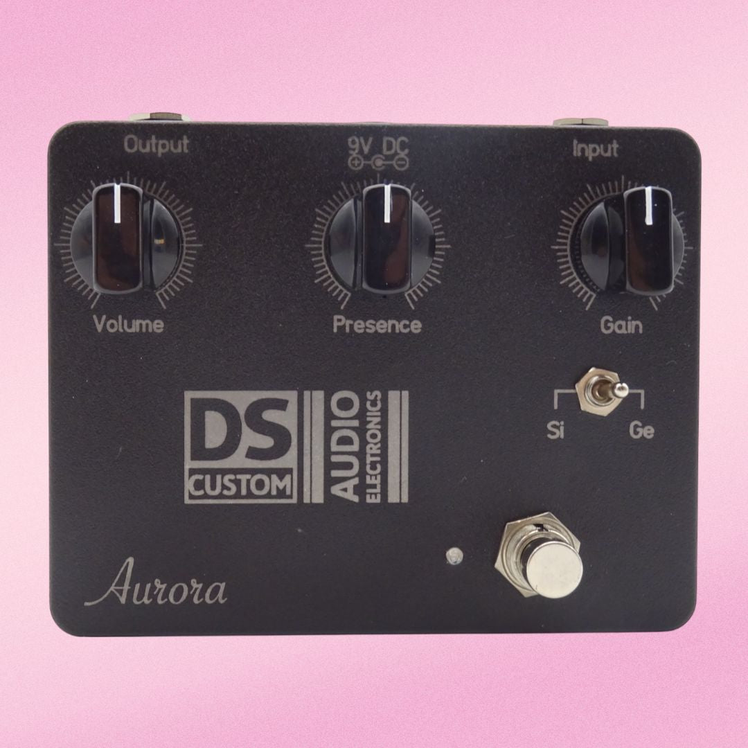 Front view of DS Custom Aurora Pedal on pink background