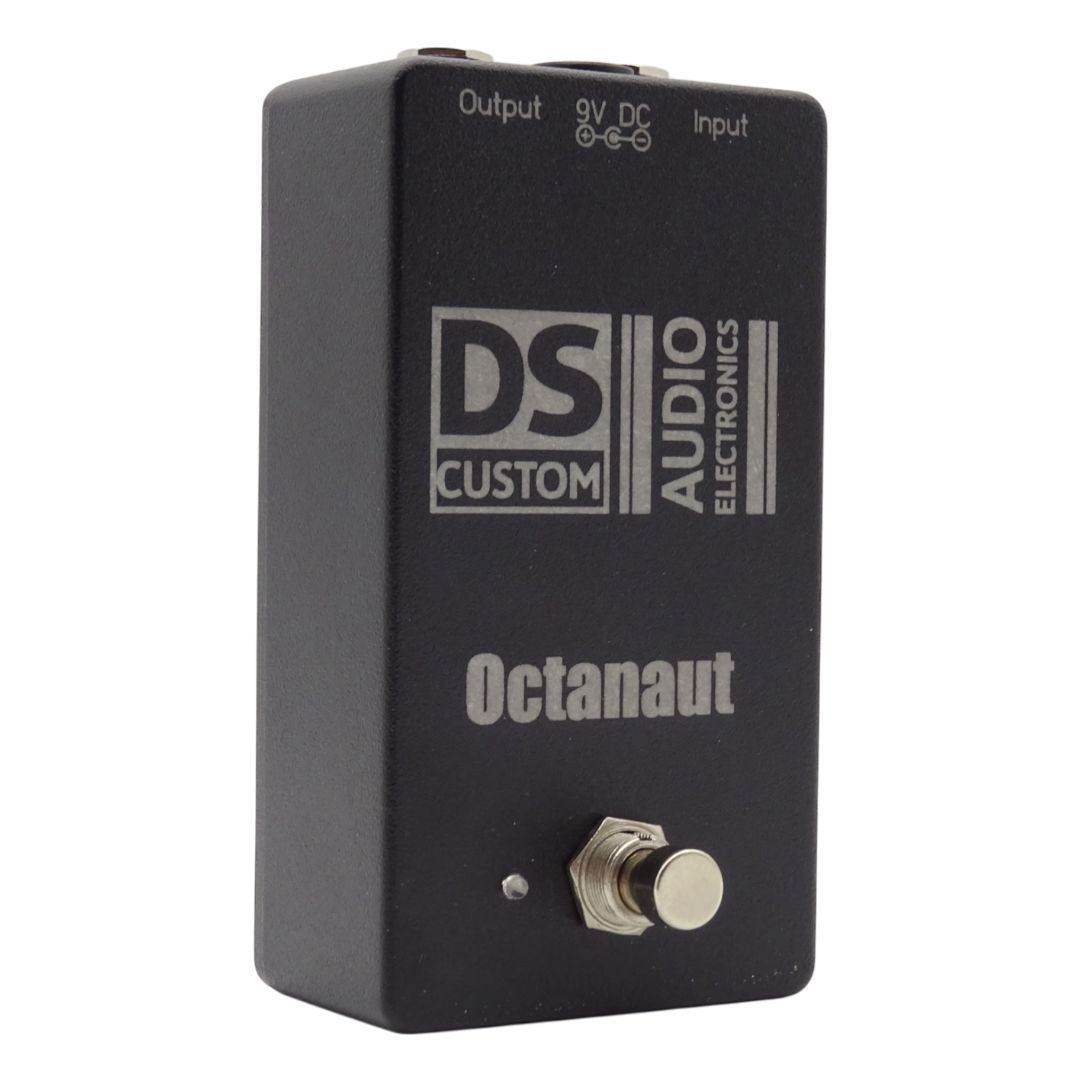 Angled left view of DS Custom Octanaut Octave Up Pedal on white background