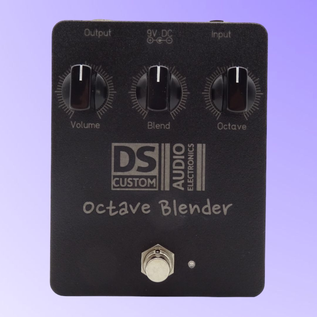 Front view of DS Custom Octave Blender Pedal on purple background