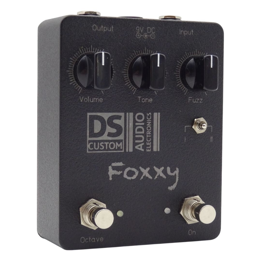 Angled left view of DS Custom Octave Foxxy Pedal on white background