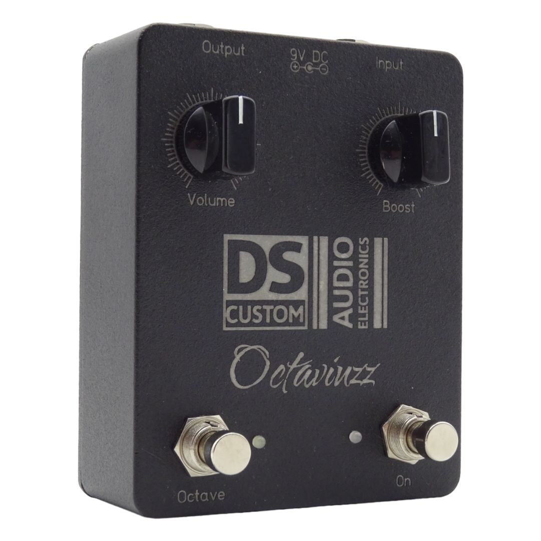 Angled left view of DS Custom Octaviuzz Pedal on white background