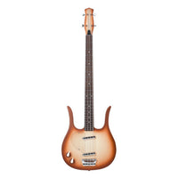 Front view of Danelectro 58 Longhorn Bass Guitar Copperburst Lefty on white background