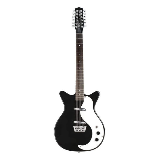 Front view of Danelectro 59 12-String Electric Guitar Black on white background