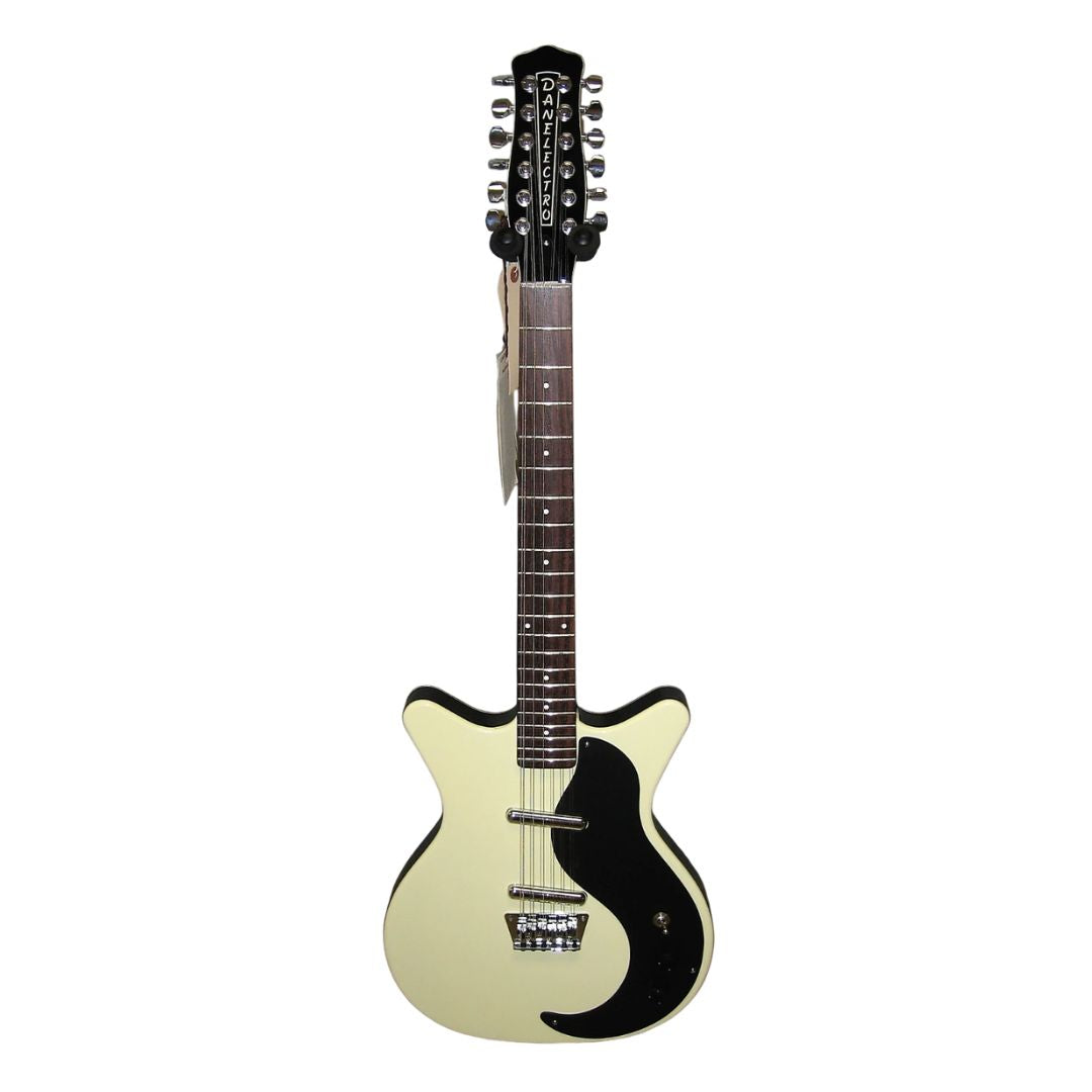 Front view of Danelectro 59 12-String Electric Guitar Vintage White on white background
