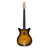 Front view of Danelectro Convertible Acoustic Electric Guitar Tobacco Burst on white background