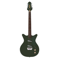 Front view of Danelectro Dan O. Cool Electric Guitar Green on white background