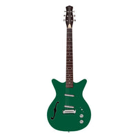 Front view of Danelectro Fifty Niner Semi Hollow Electric Guitar Jade Top on white background