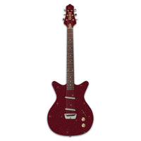 Front view of Danelectro Golden 1950's Electric Guitar Maroon on white background