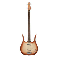 Front view of Danelectro Longhorn Bass Guitar Copperburst on white background