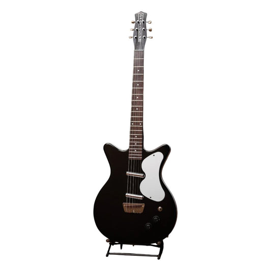 Front view of Danelectro PB Special Semi Hollow Electric Guitar Black on white background