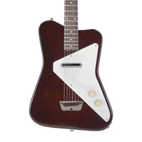 Close up view of Danelectro Pro Electric Guitar (Maroon) on white background