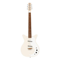Front view of Danelectro Stock 59 Electric Guitar Vintage Cream on white background
