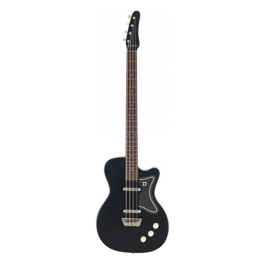 Front view of Danelectro '56 Bass Guitar (Black) on white background